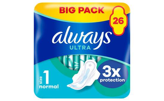 Always Ultra Normal Sanitary Towels Wings 26 Pads