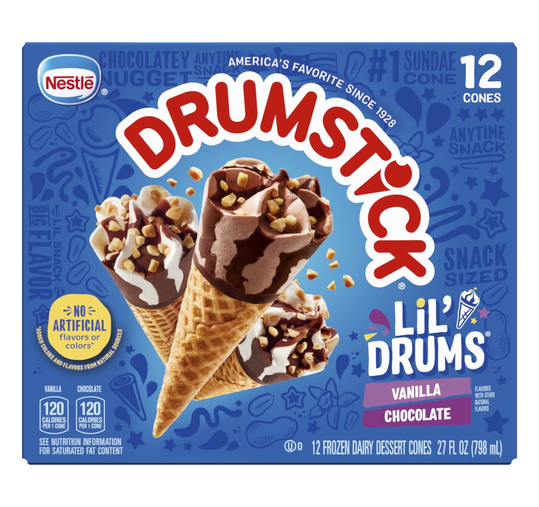 Drumstick Lil Drums Dessert Ice Cream Cones, Vanilla-Chocolate (27 fl oz, 12 ct)
