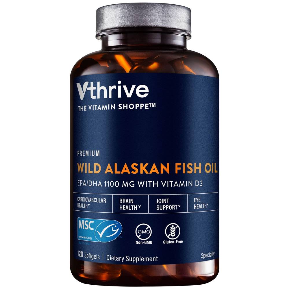 Vthrive Premium Wild Alaskan Fish Oil 1100 mg Softgels