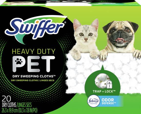 Swiffer Heavy Duty Pet Dry Sweeping Cloth Refills With Febreze (20 ct)