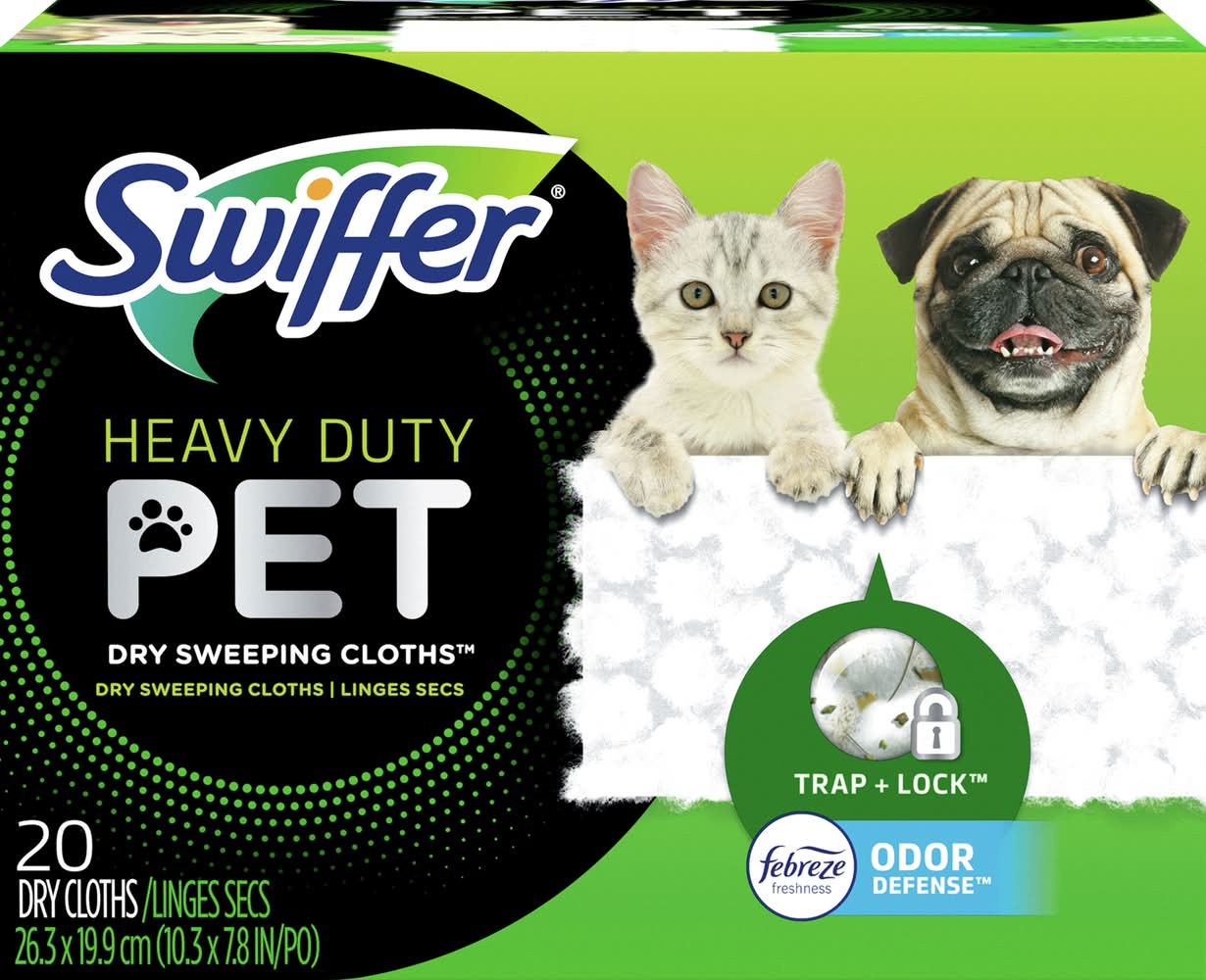 Swiffer Heavy Duty Pet Dry Sweeping Cloth Refills With Febreze (4 oz, 20 ct)