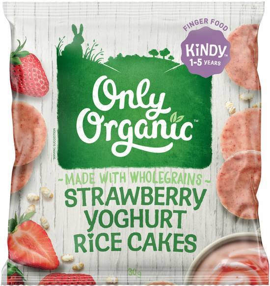 Only Organic Strawberry Yoghurt Rice Cakes 30 Gram