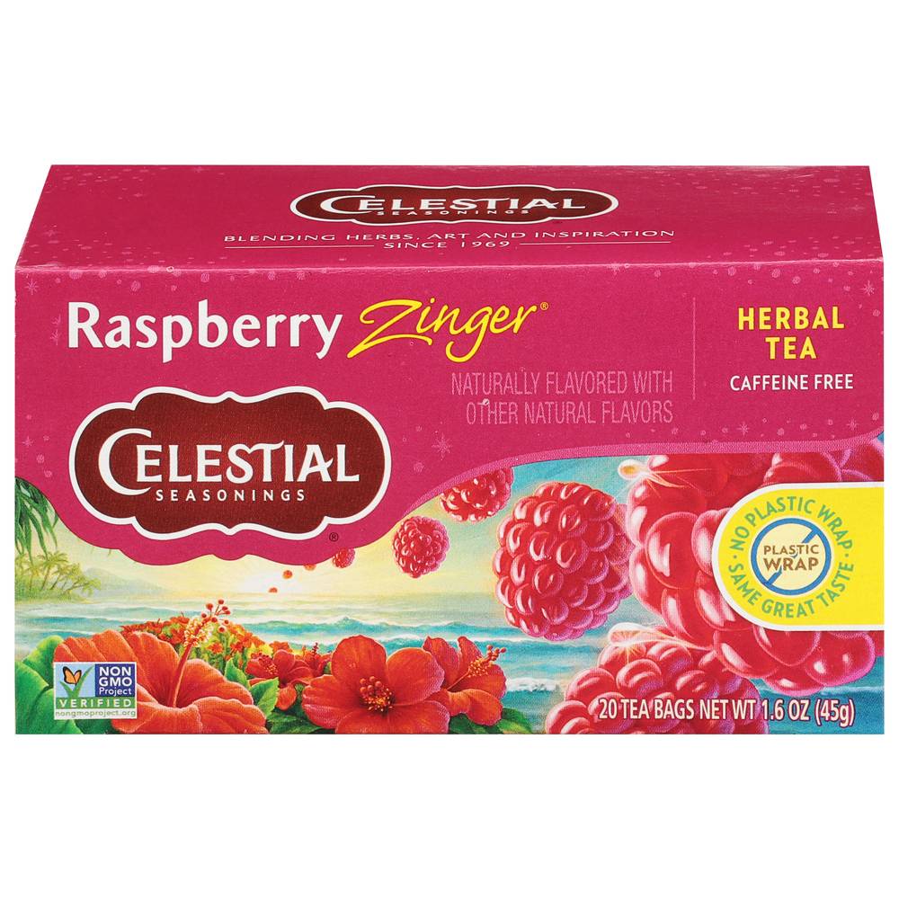 Celestial Seasonings Herbal Tea, Raspberry, Zinger (43 g, 20 ct)