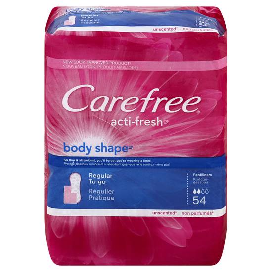 Carefree Acti-Fresh Body Shape Unscented Regular Pantiliners (54 ct)