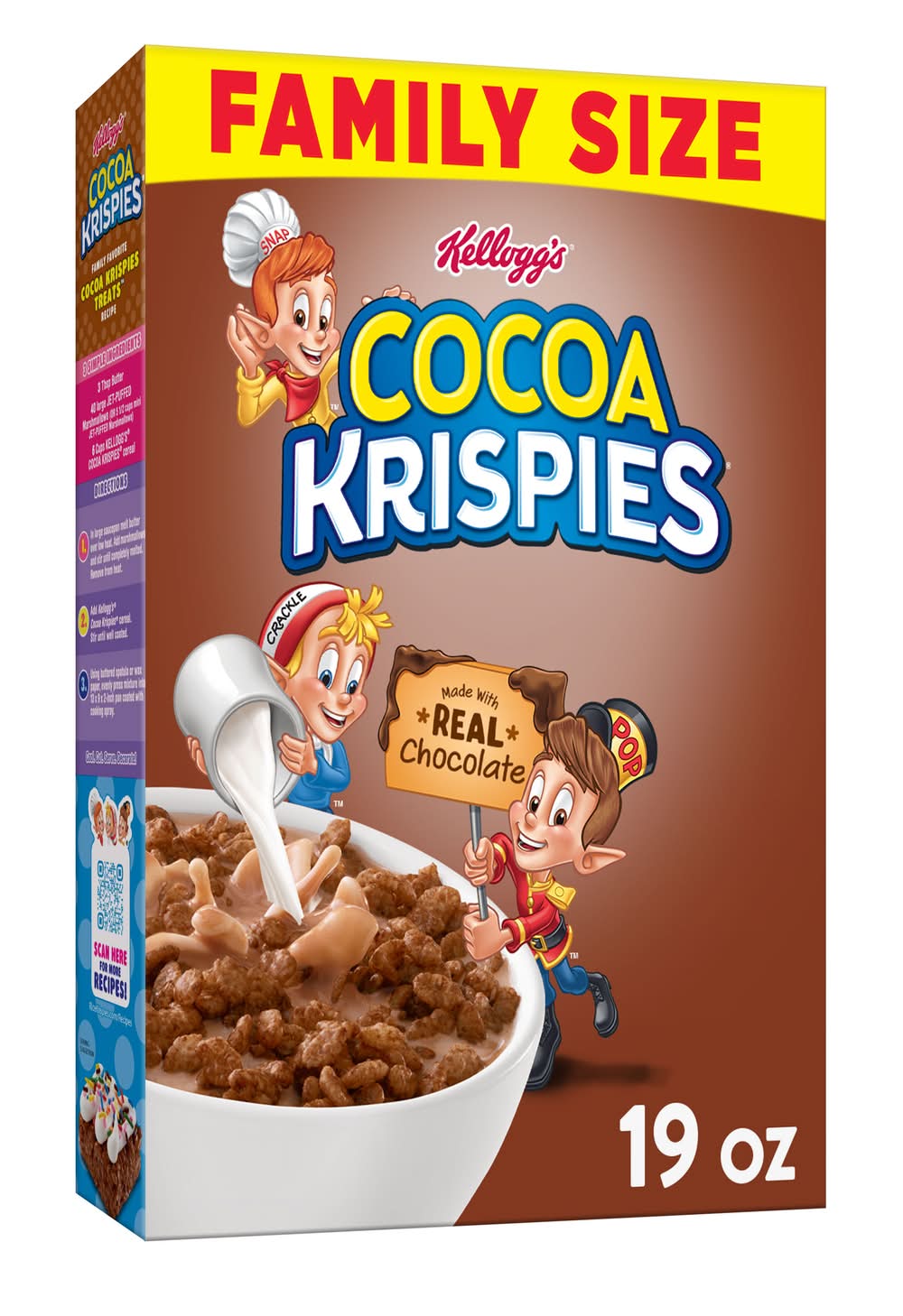 Cocoa Krispies Sweetened Rice Cereal, Chocolatey, Family (19 oz)