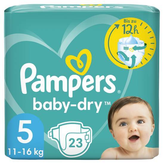 Pampers baby-dry taille 5, 26 couches, jusqu’à 12 h de protection, 11kg-16kg