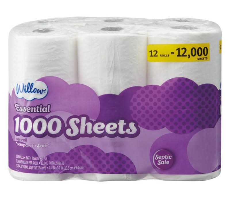 Willow Essential 1000 Sheets Bath Tissue