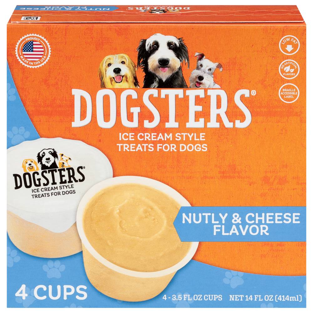 Dogsters Nutly & Cheese Flavor Ice Cream Style Treats For Dogs (4 ct)