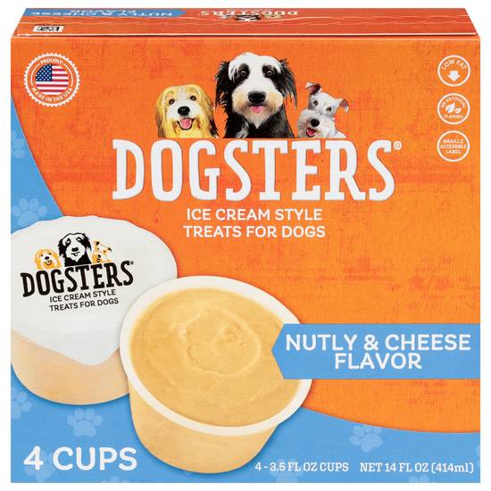 Dogsters Nutly & Cheese Flavor Ice Cream Style Treats For Dogs (4 ct)