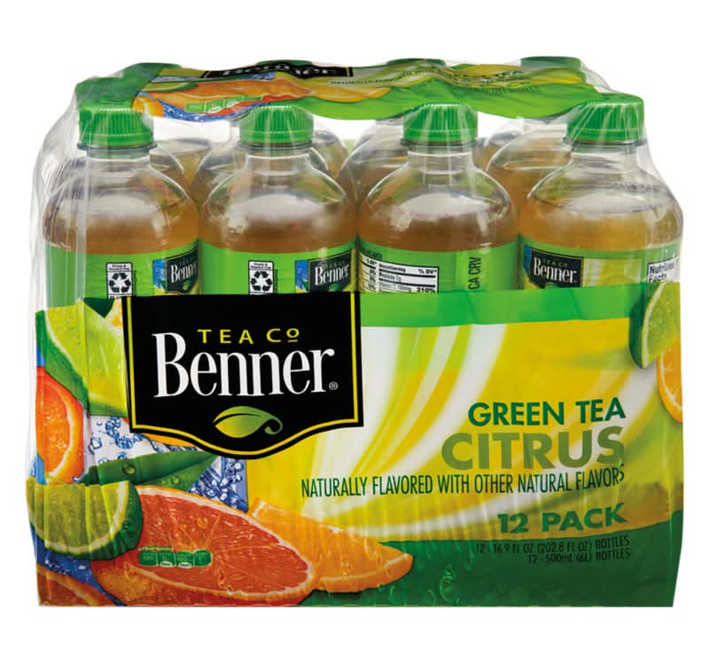 Benner Tea Co. Green Tea, Citrus (12 x 16.9 fl oz)