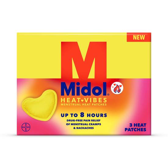 Midol Heat Vibes Menstrual Pain Relief Heat Patches for Menstrual Symptom Relief, 3 CT