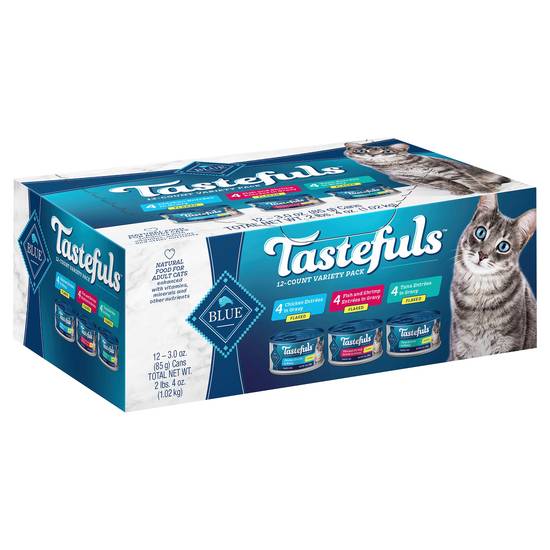 Blue Buffalo Blue Tastefuls Flaked Adult Cat Food Variety pack (12 ct)