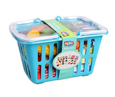 Play Zone Home Play Grocery Basket Toy Set (21 ct)