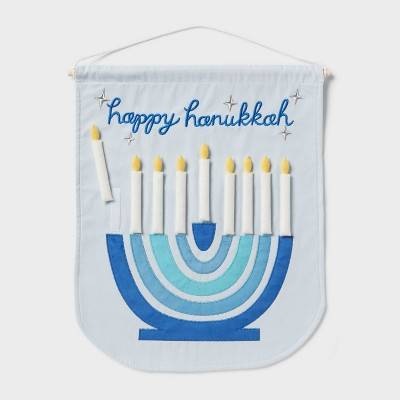 20" Happy Hanukkah Menorah Party Banner Blue - Spritz™