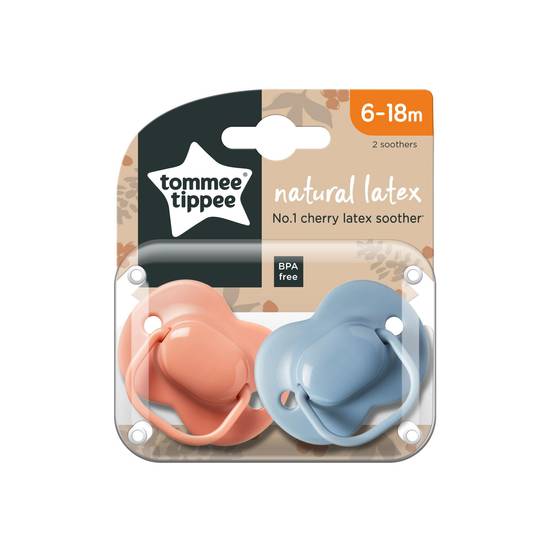 Tommee Tippee Natural Latex Cherry Soothers 6-18 Months (2 Pack)