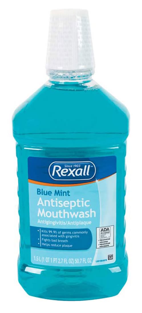 Rexall Antiseptic Mouthwash, Blue Mint (50.7 fl oz)
