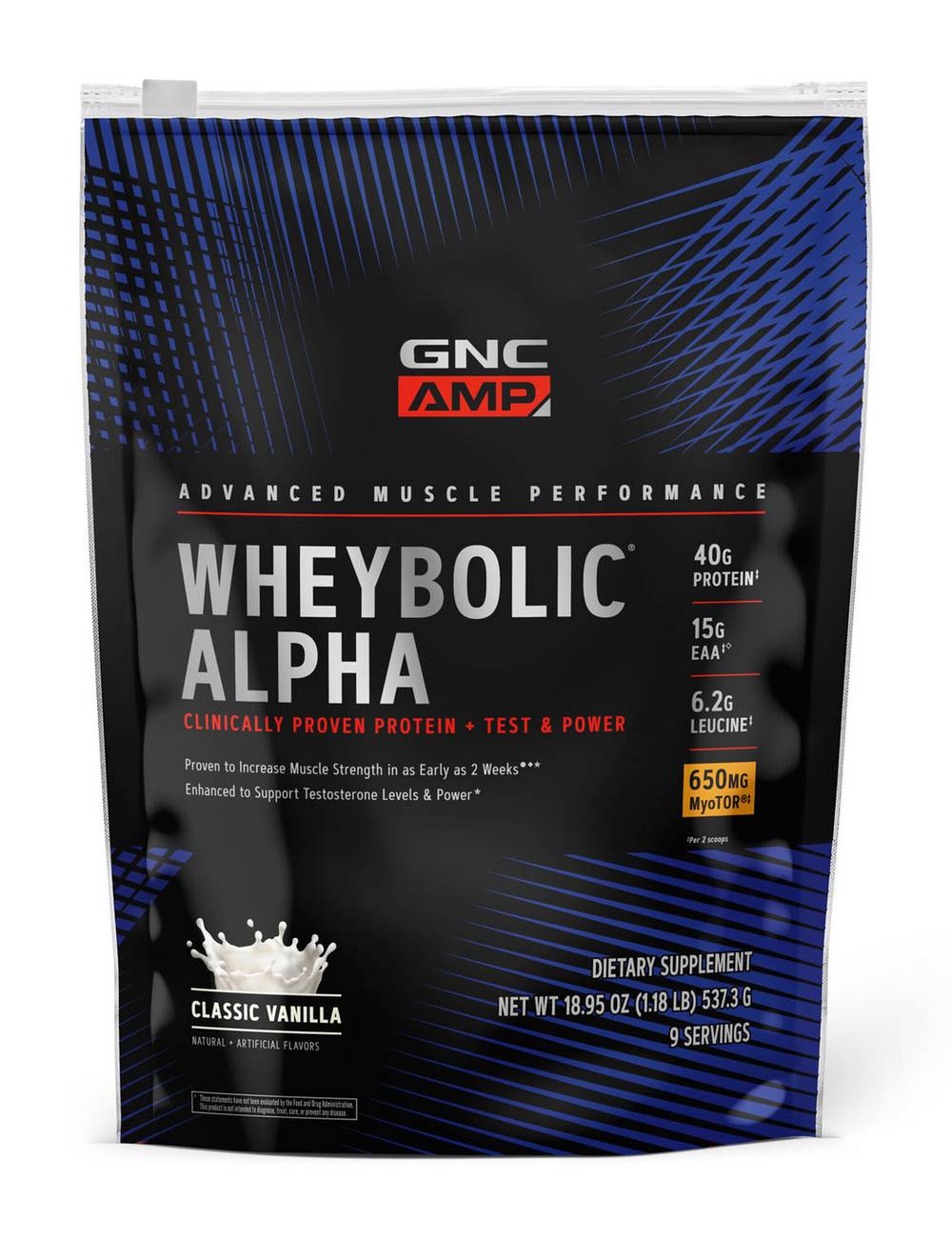 GNC Wheybolic Alpha With Myotor, Classic Vanilla, 1 (18.95 oz)