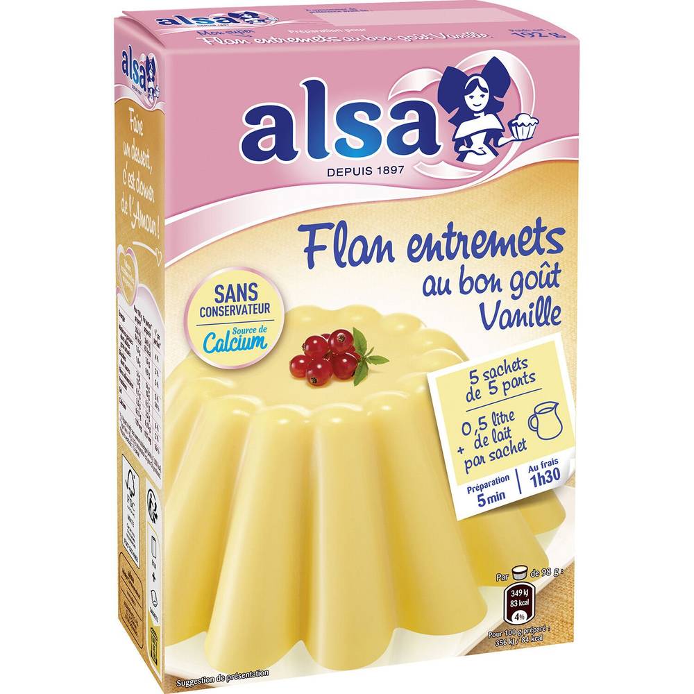Préparation  Flan Entremets Vanille  ALSA - la boite de 192 g