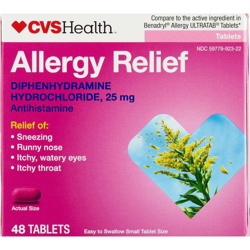 CVS Health Allergy Relief Diphenhydramine Tablets, 48 CT