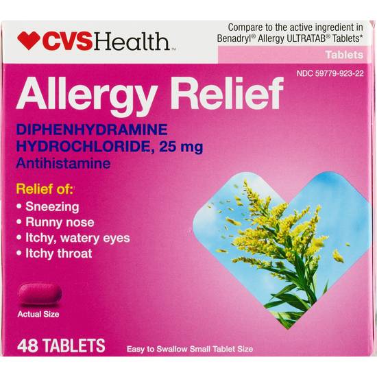 CVS Health Allergy Relief Diphenhydramine Tablets, 48 CT