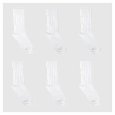 Girls' 6pk Cable Crew Socks - Cat & Jack™ White S