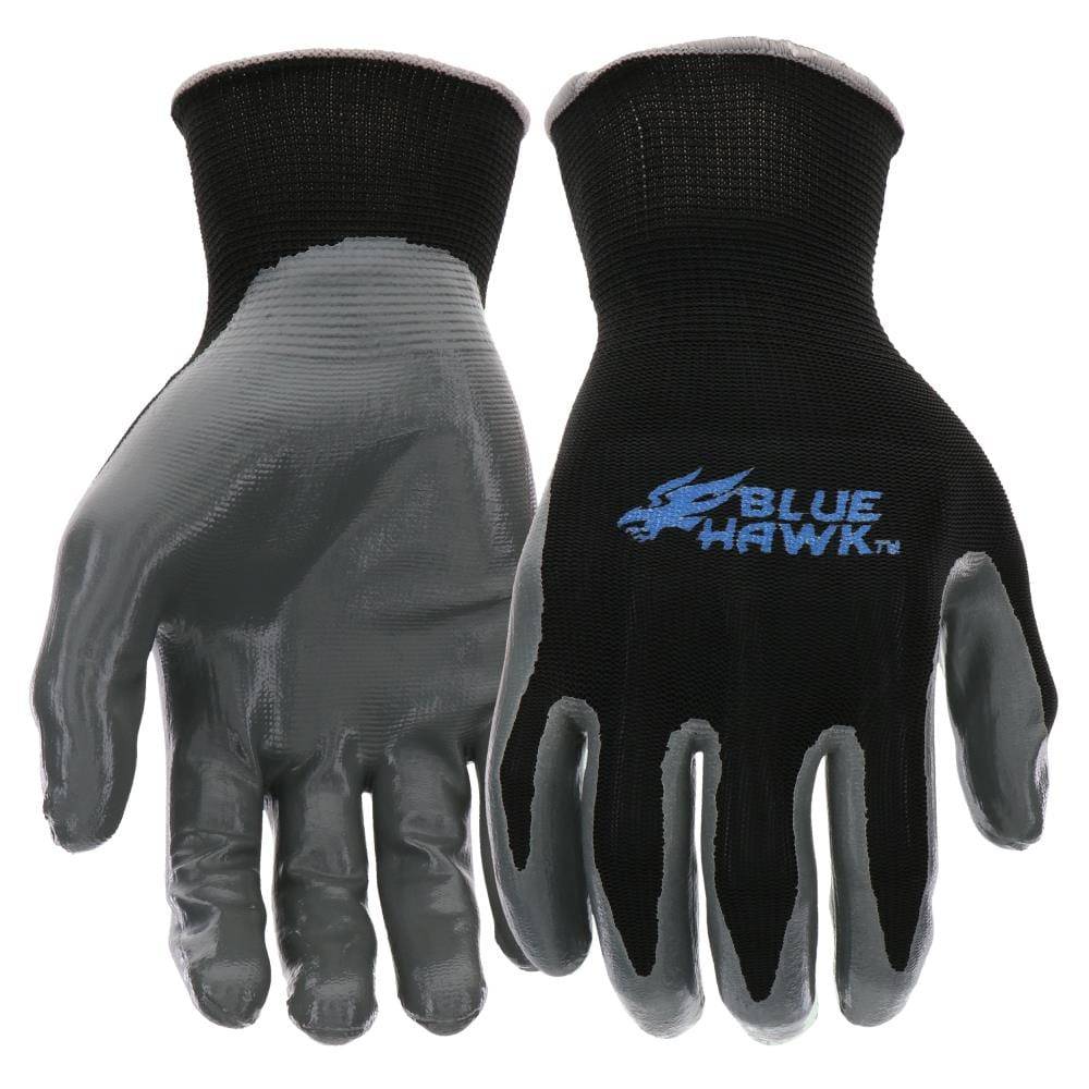 Blue Hawk Large Gray Nitrile Dipped Polyester Gloves, (1-Pair) | LW37130-LXL