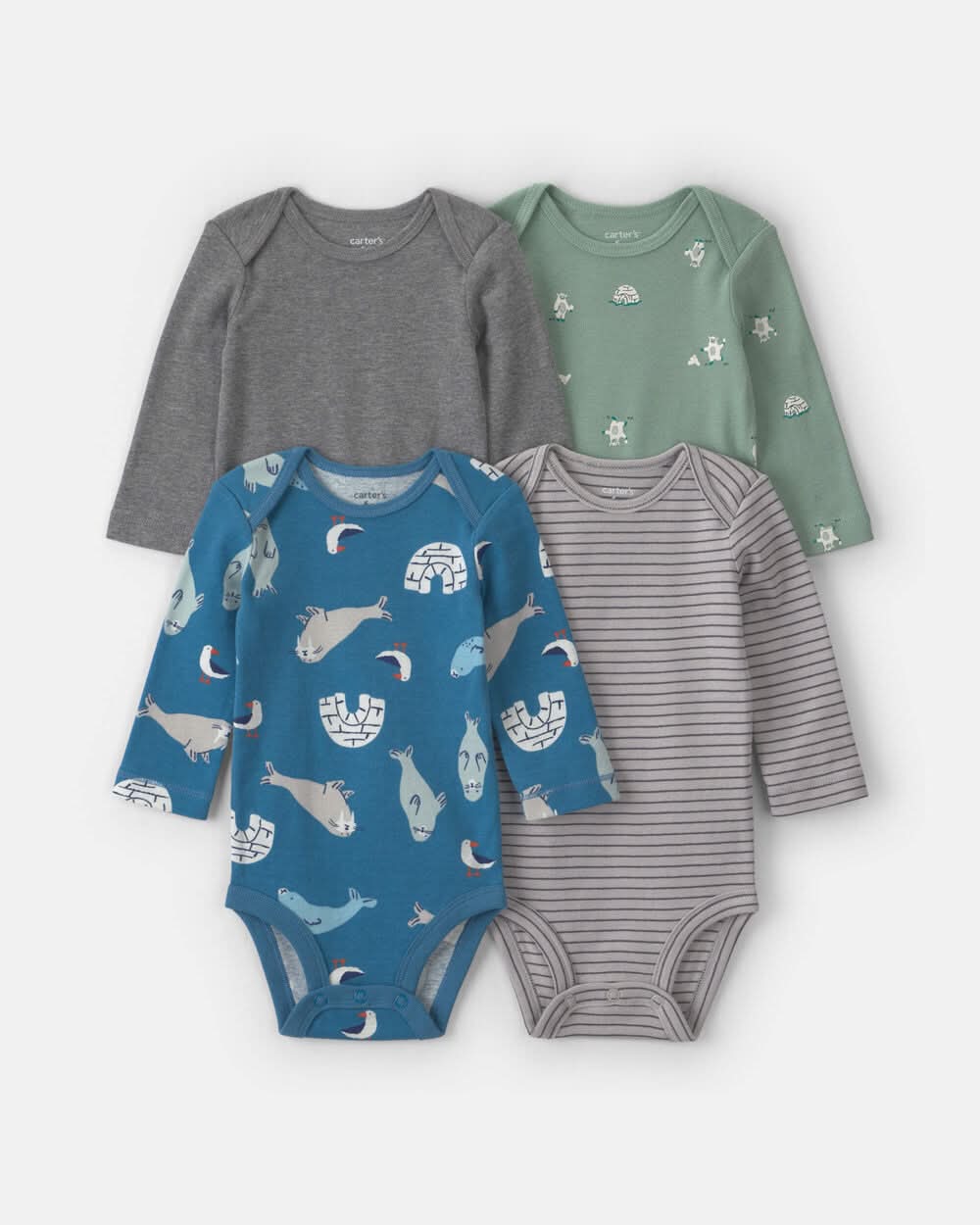 Carter's Baby Boy Arctic Long Sleeve Bodysuits Multipack, 18M, Multi (4 ct)
