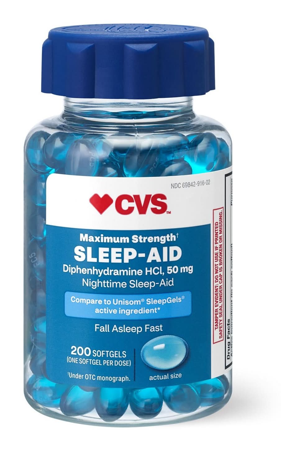 Cvs Maximum Strength Nighttime Sleep Aid Diphenhydramine Hci 50 Mg Softgels, 200 Ct