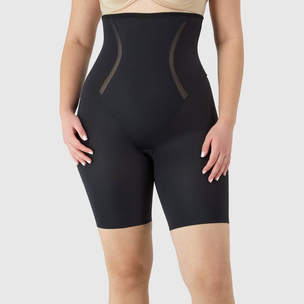 Maidenform Shapewear High Waist Firm Thigh Slimmer Shaping Shorts, Women, M, Black