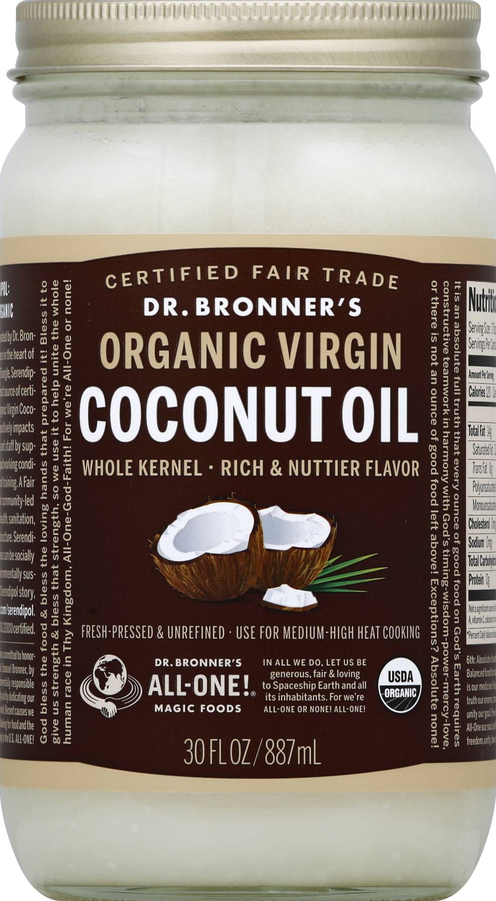 Dr. Bronner's Organic Virgin Coconut Oil (30 fl oz)