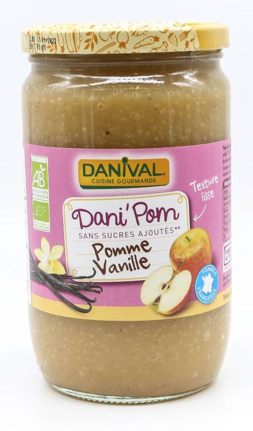 DANIVAL - Dani'pom compote de fruits pomme vanille sans sucres ajoutés (700g)