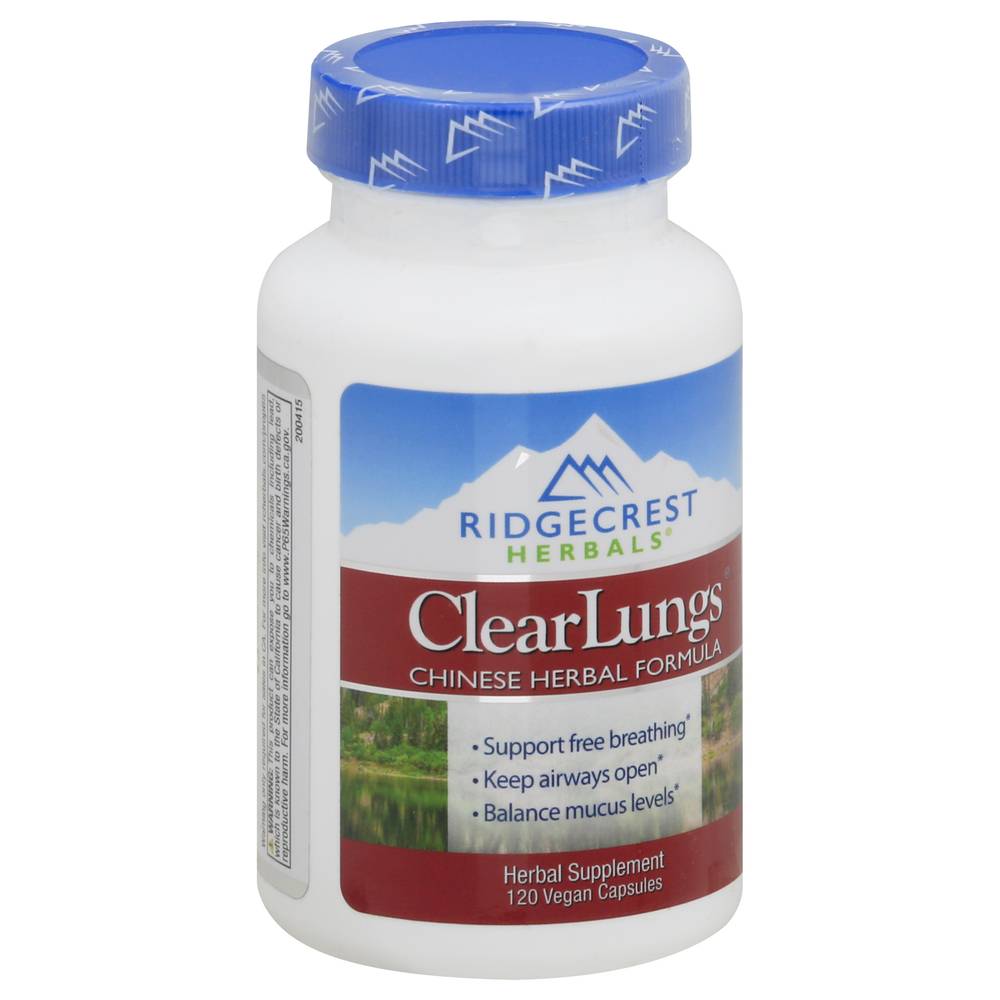 RidgeCrest Herbals Clear Lungs Original Herbal Supplement Vegan Capsules (120 ct)