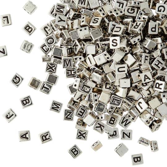 Bead Landing Rhodium Alphabet Plastic Craft Beads, 8Mm