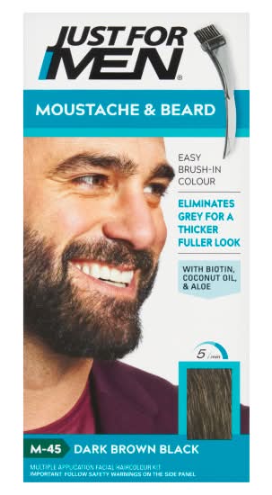 Just For Men Dark Brown Black M-45, Moustache & Beard Brush-In Colour (14g)