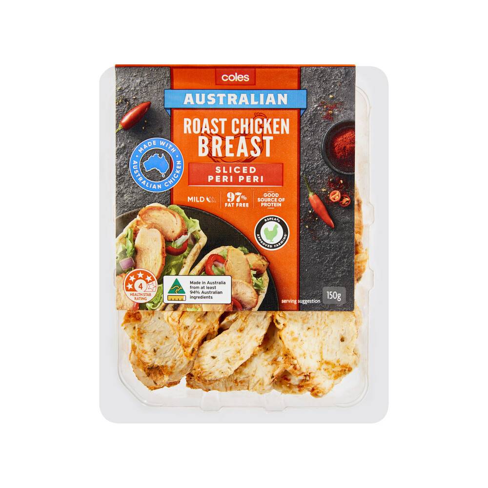 Coles Peri Peri Sliced Roast Chicken Breast (150g)