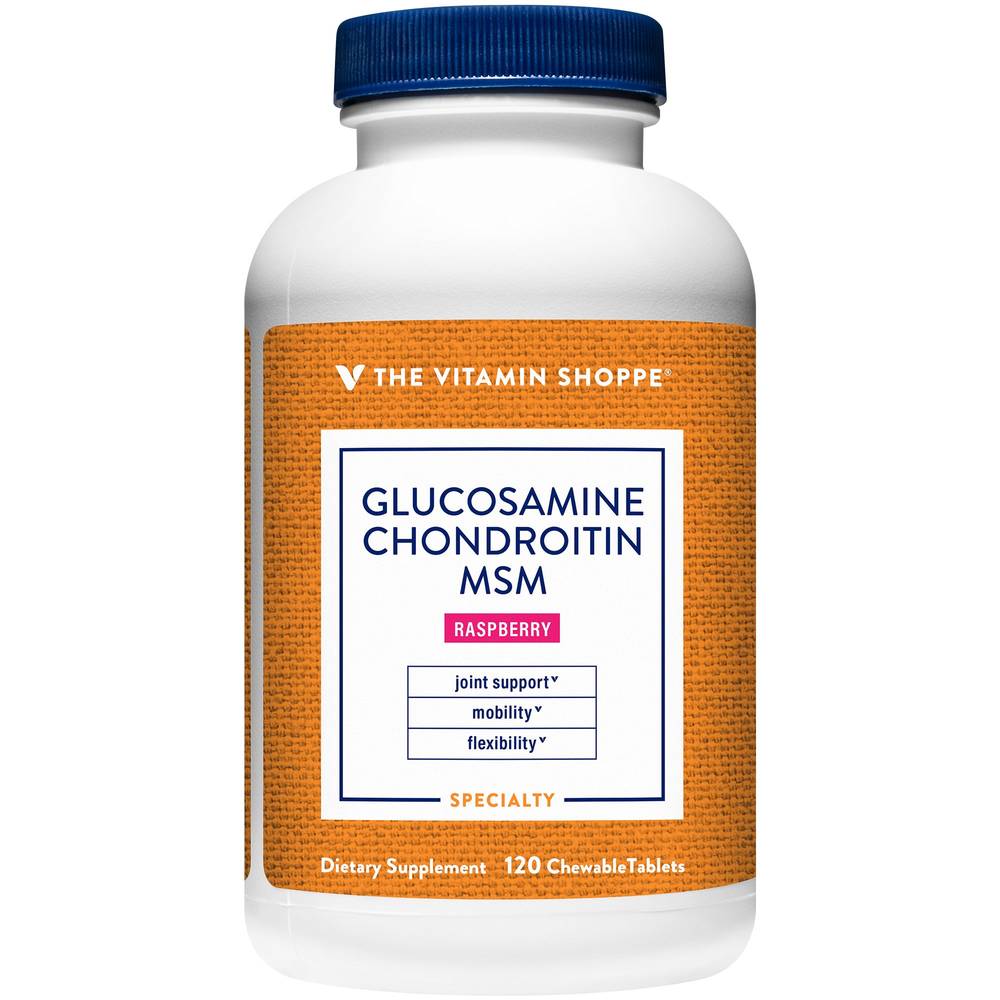 Glucosamine, Chondroitin, & Msm - Supports Joint Health, Mobility, & Flexibility - Raspberry (120 Chewable Tablets)