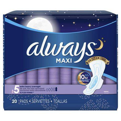 Always serviettes maxi avec ailes non parfumées taille 5 (20 unités) - maxi pads with wings unscented size 5 (20 units)