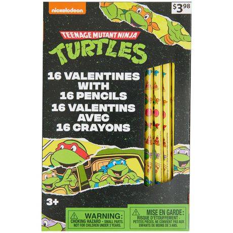 Teenage Mutant Ninja Turtles - Cartes de Saint-Valentin avec crayons,  Multi-couleurs, 16 Compte
