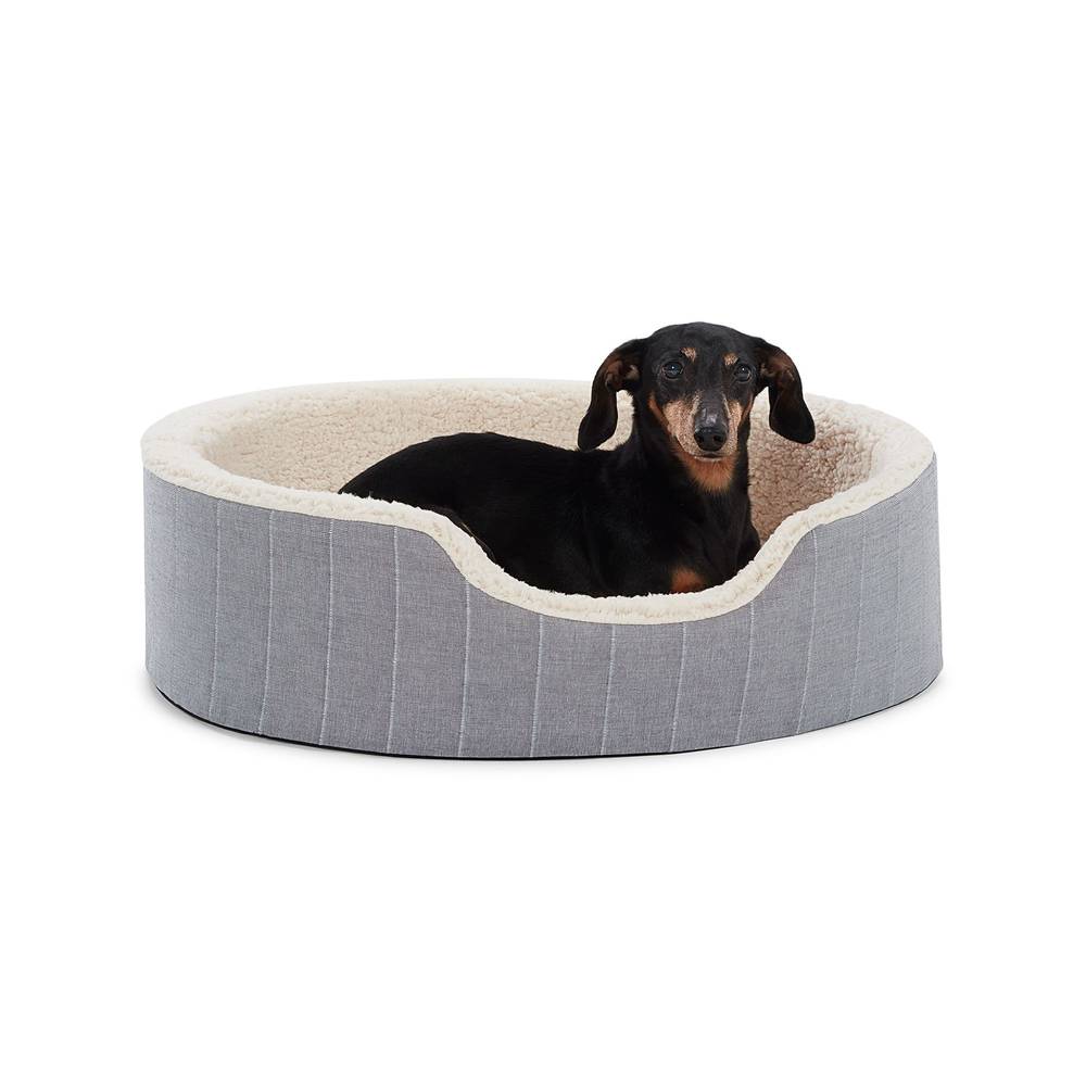 Top Paw® Orthopedic Cuddler Striped Dog Bed (Color: Grey, Size: 28\"L X 22\"W X 7\"H)