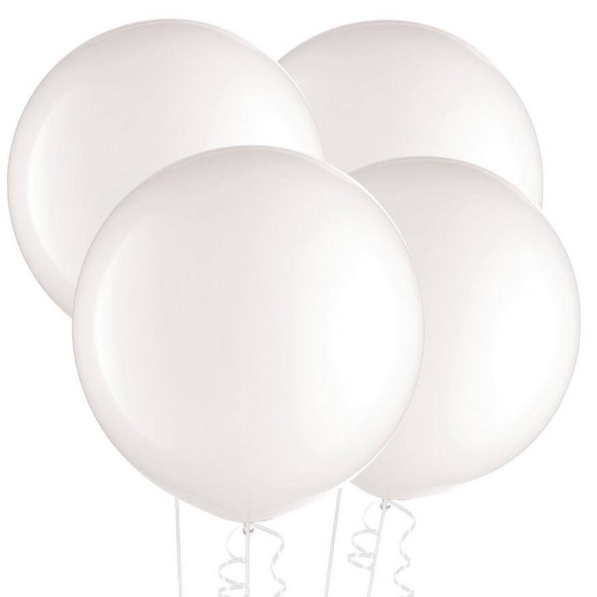 Uninflated 4ct, 24in, White Balloons