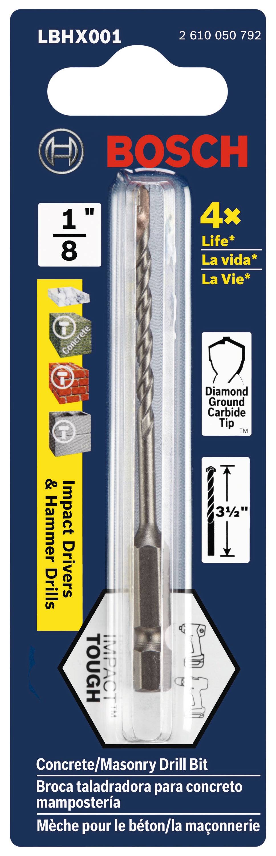 Bosch Impact Tough 1/8-in x 3-in High-speed Steel Masonry Drill Bit for Hammer Drill | LBHX001