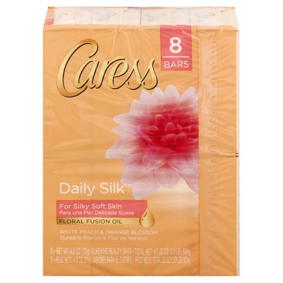 Caress Daily Silk White Peach & Orange Blossom Bar Soap (8 ct)