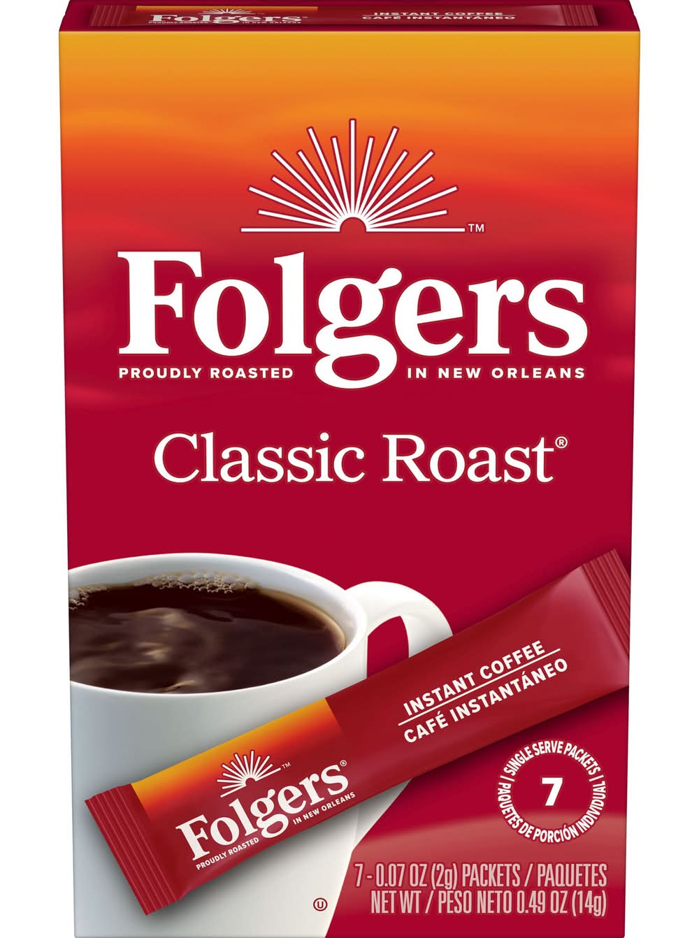 Folgers Classic Roast Instant Crystals Coffee (0.49 oz, 7 ct)