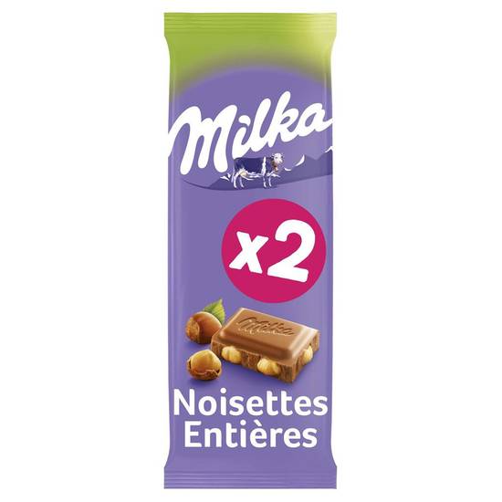Tablette chocolat au lait noisette Milka 2x100g