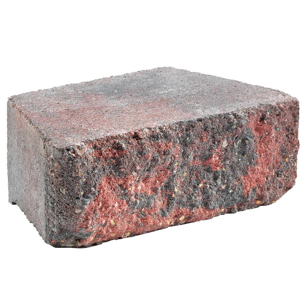 4-in H x 11.6-in L x 7-in D Red/Charcoal Concrete Retaining Wall Block | 604802RBK