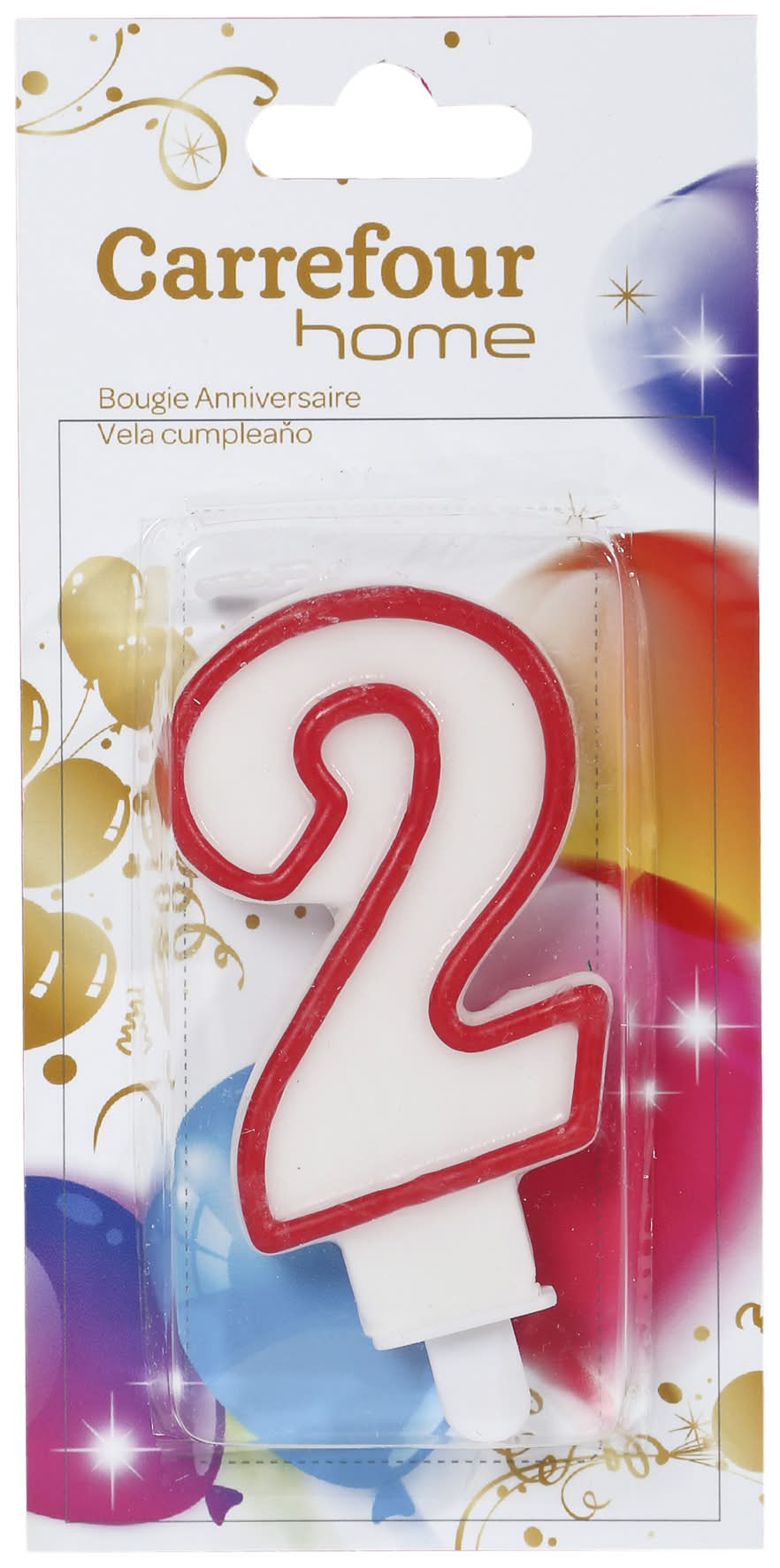 Carrefour Home - Bougie anniversaire avec bobèche n°2 (28g)