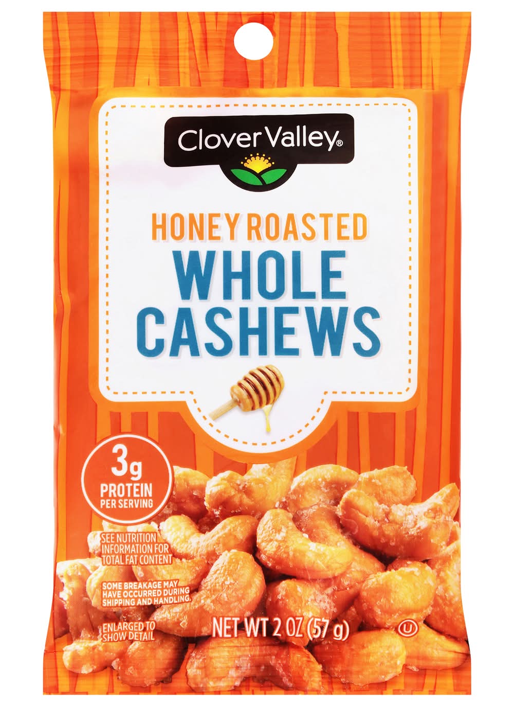 Clover Valley Whole Cashews, Honey Roasted (2 oz)