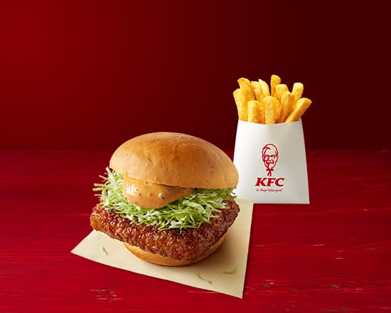 和風チキンカツバーガー本格ゆず七味セット(ドリンク無し) Authentic Yuzu Shichimi Spices Wa-fu Chicken Cutlet Burger Combo