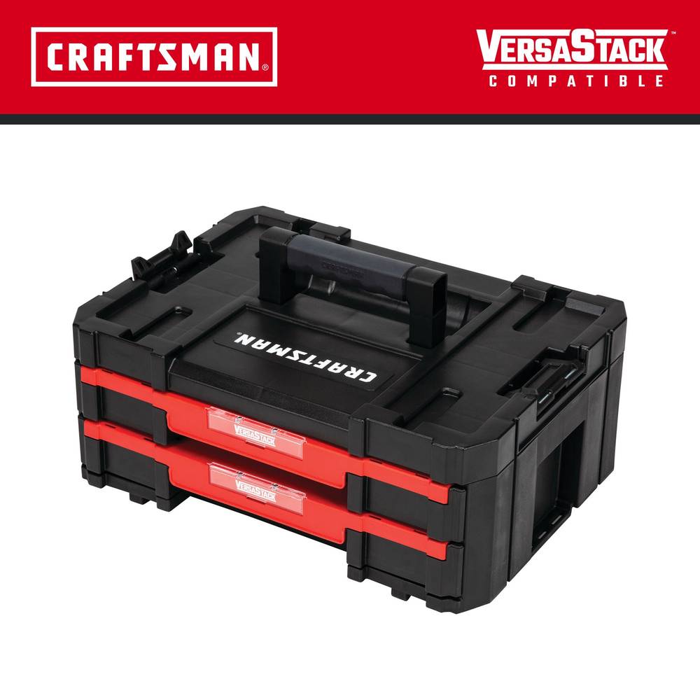 CRAFTSMAN VERSASTACK 17-in W x 6.87-in H x 12.5-in D 2-Drawer Black Plastic Tool Box | CMST17804