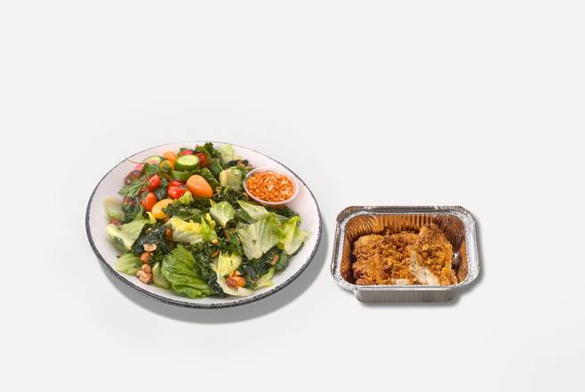 Kale Caesar Salad with Crispy Chicken